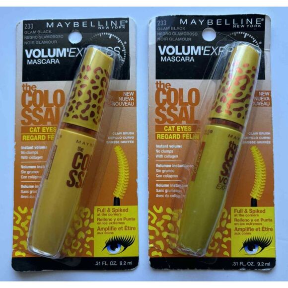 Maybelline Volum Express the Colossal Cat Eyes Mascara 233 Glam Black Lot of 2 - Picture 1 of 2